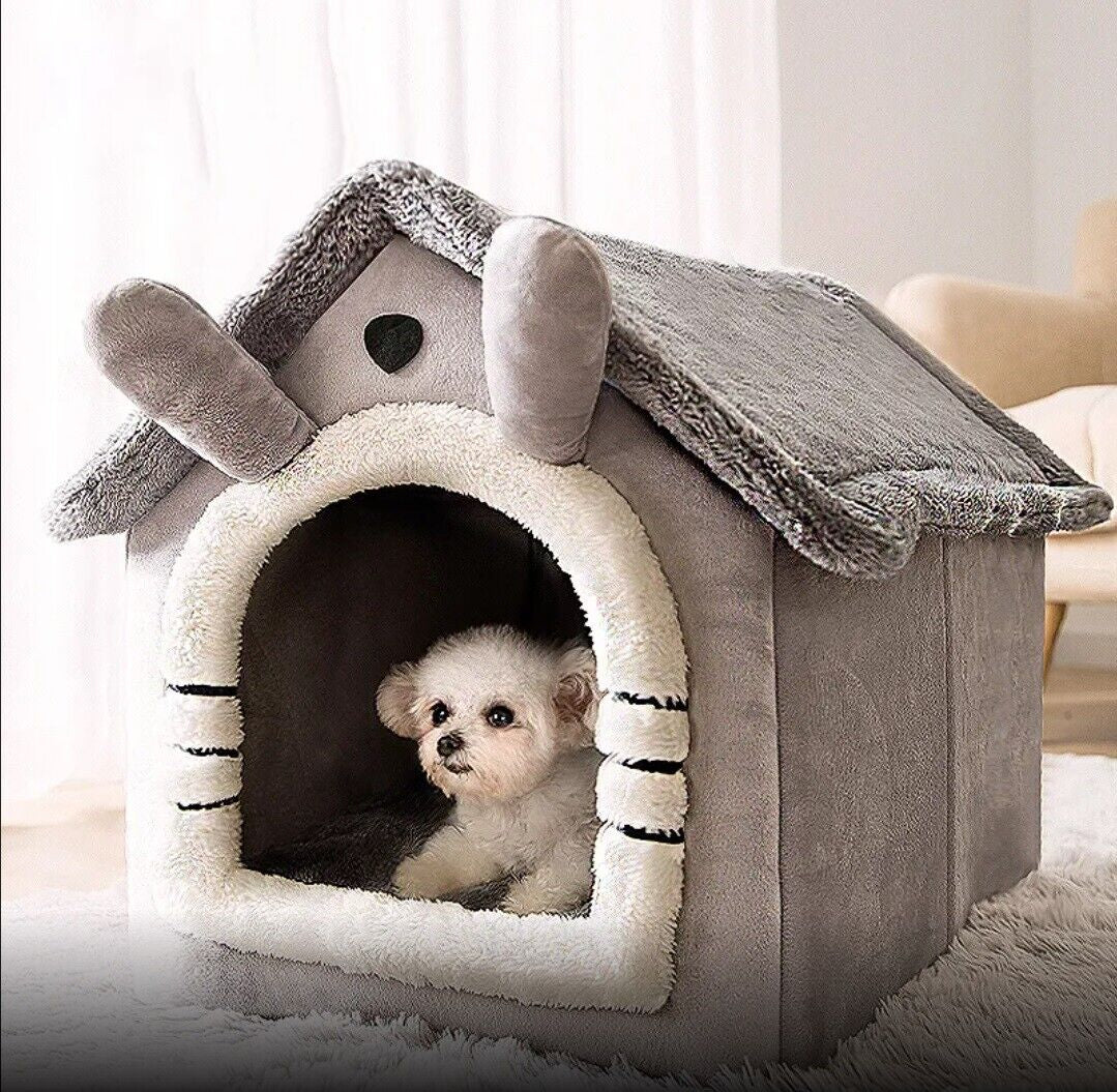 Cozy Washable Fleece Igloo Bed for Cats and Dogs - Pyramid Design