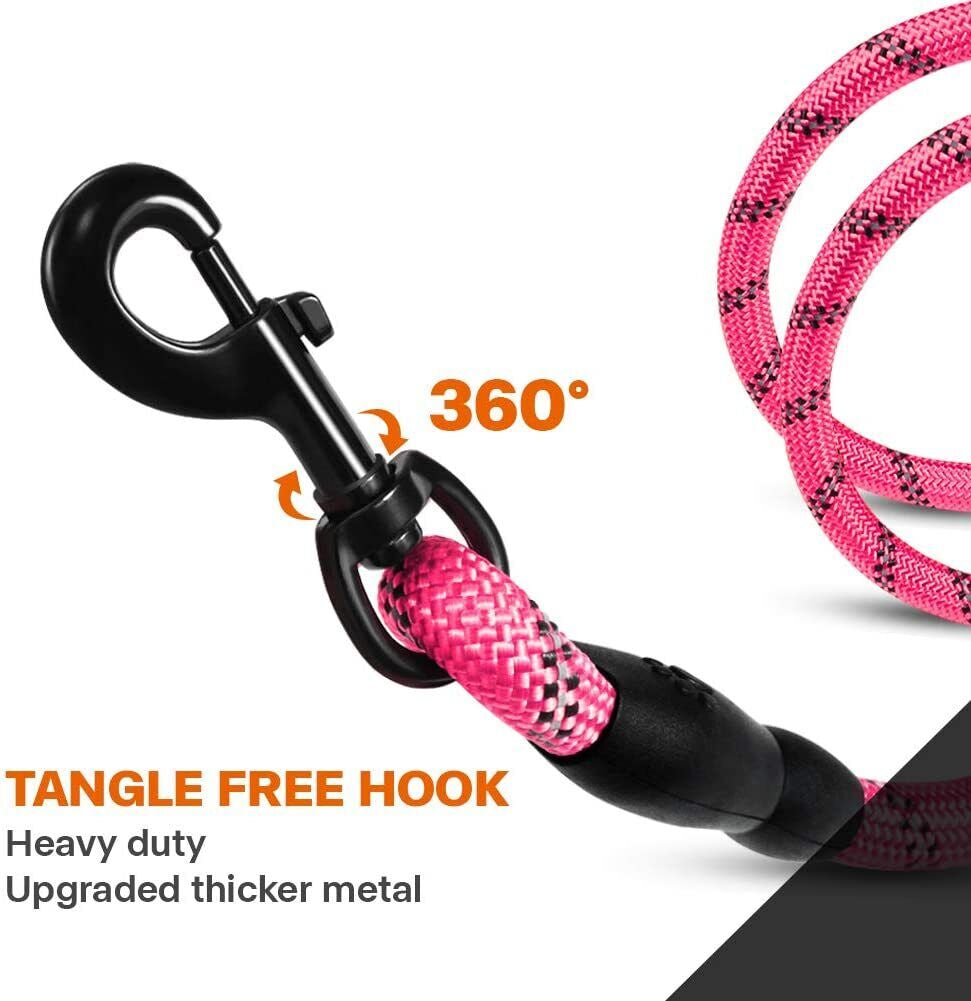 5FT Reflective Braided Rope Dog Leash for Medium to Large Breeds