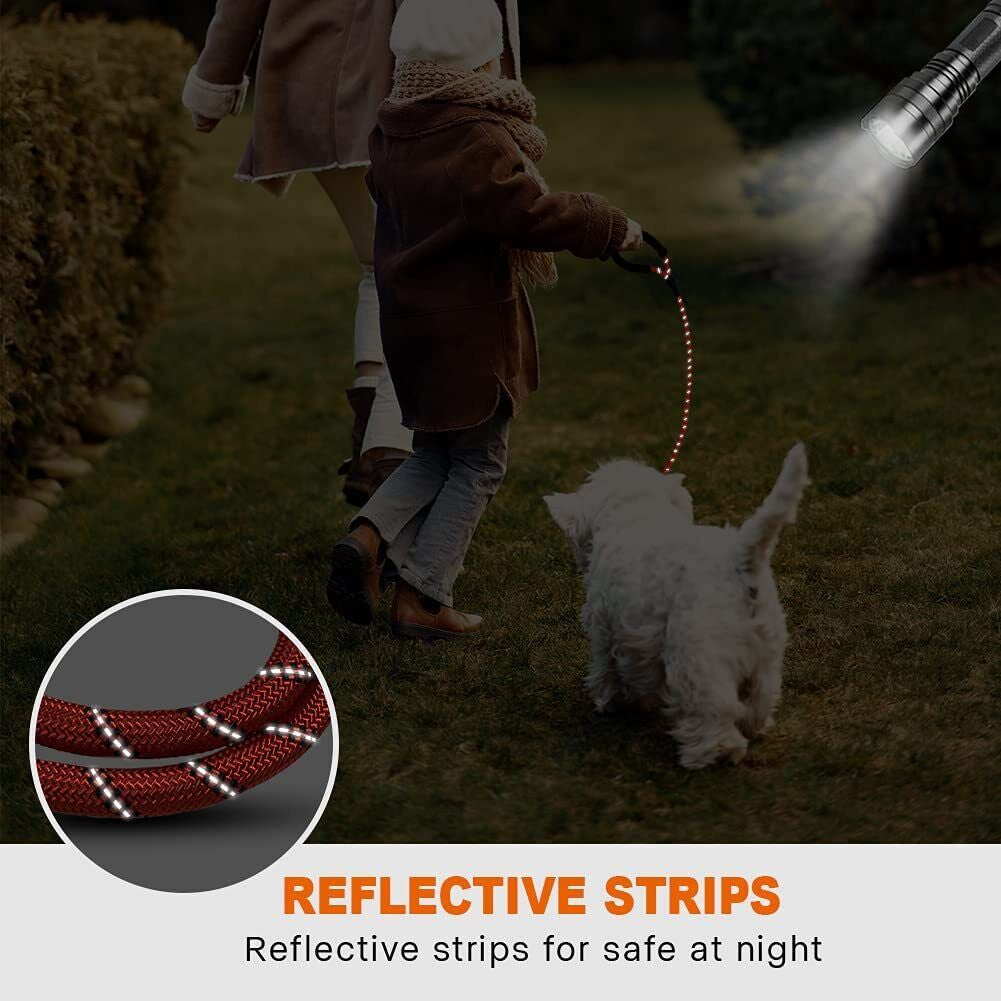 5FT Reflective Braided Rope Dog Leash for Medium to Large Breeds