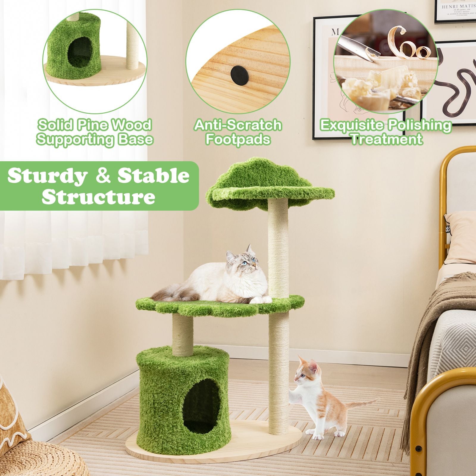 97 cm Cat Tree with Fully Wrapped Sisal Scratching Posts