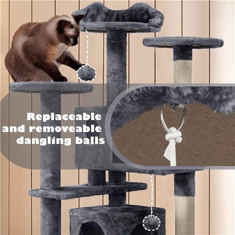 Cat Tree Tower Condo with Scratching Posts and Ladder for Cats and Kittens