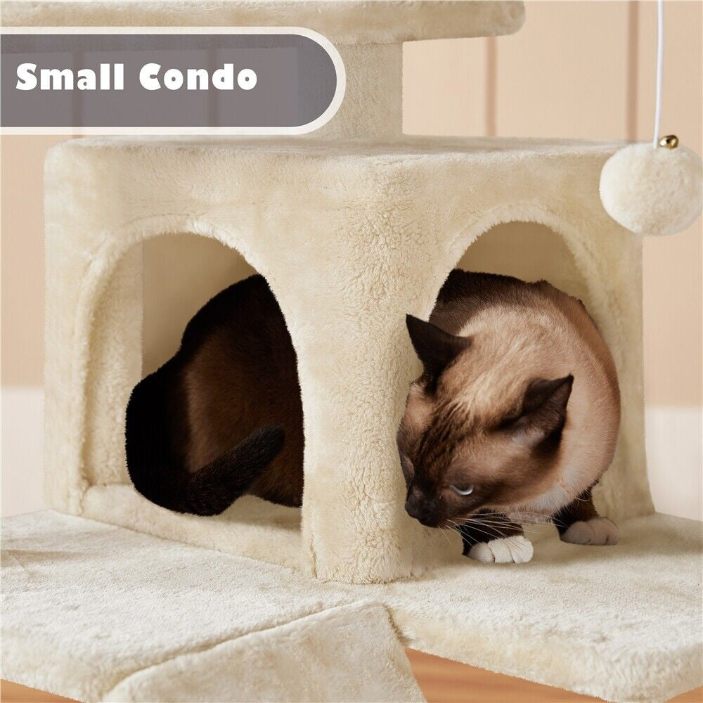 Cat Tree Tower Condo with Scratching Posts and Ladder for Cats and Kittens