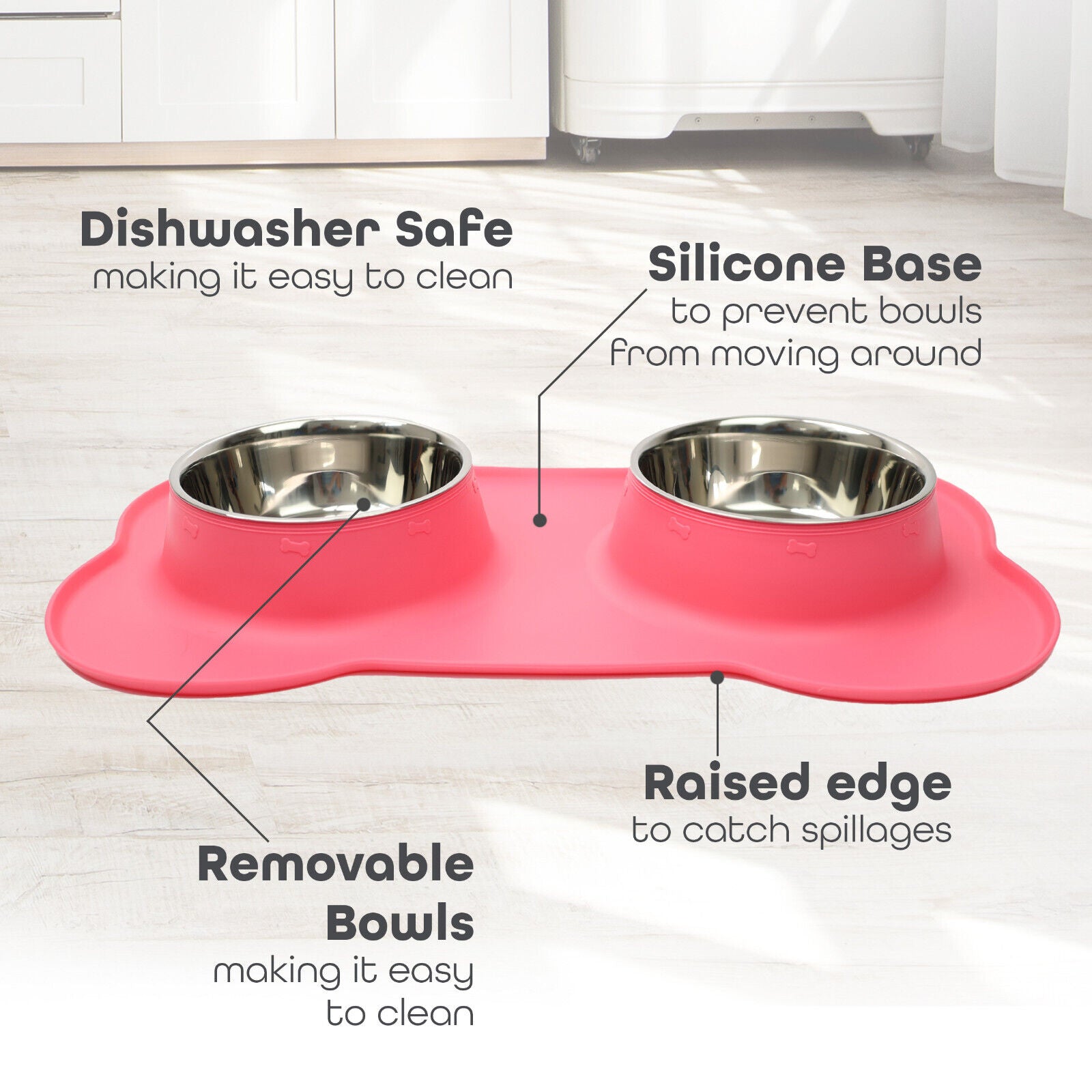 Double Stainless Steel Pet Bowl Set with Non-Slip Base for Food and Water