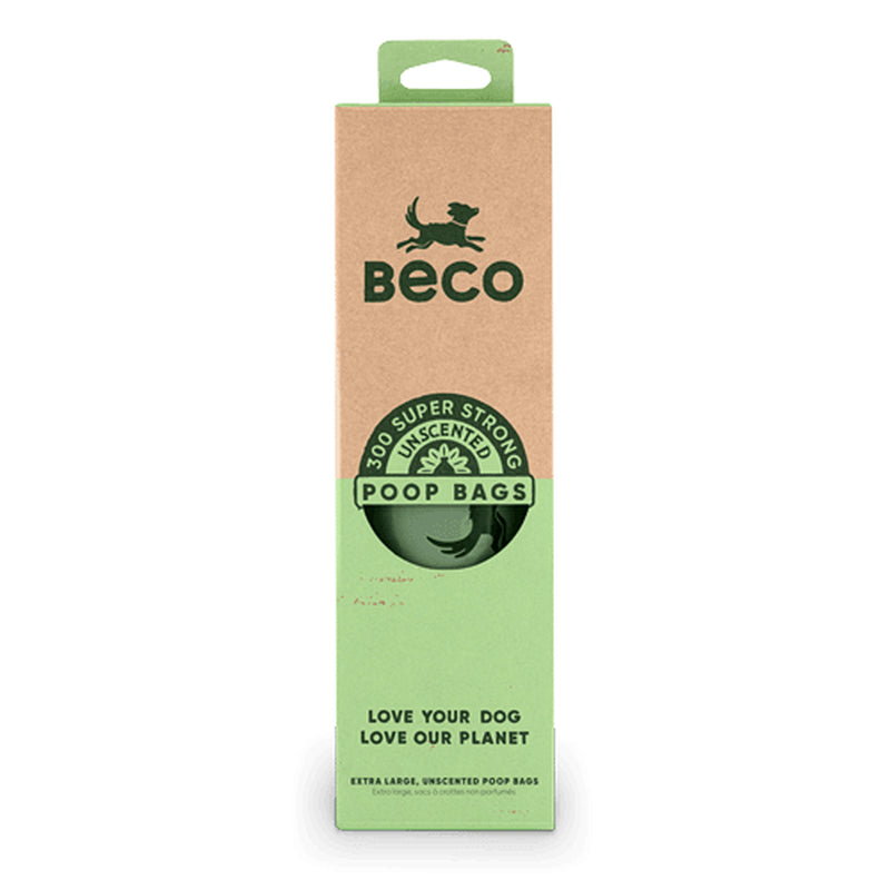 Beco Unscented Degradable Dog Waste Bags - Strong, Large, Leak-Proof Design