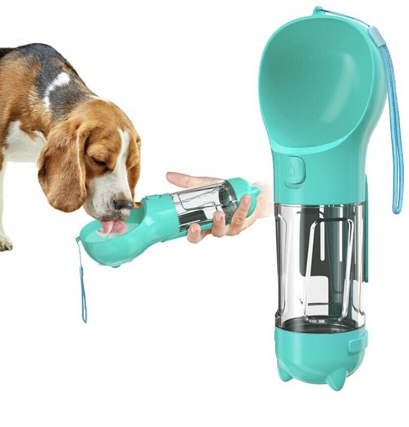 Portable Travel Water Dispenser for Dogs with Integrated Waste Bag Holder