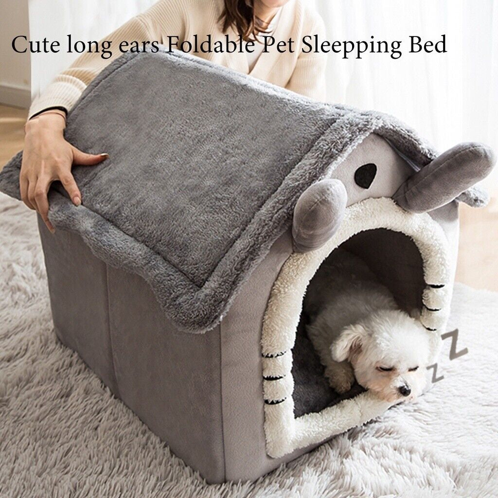 Cozy Washable Fleece Igloo Bed for Cats and Dogs - Pyramid Design