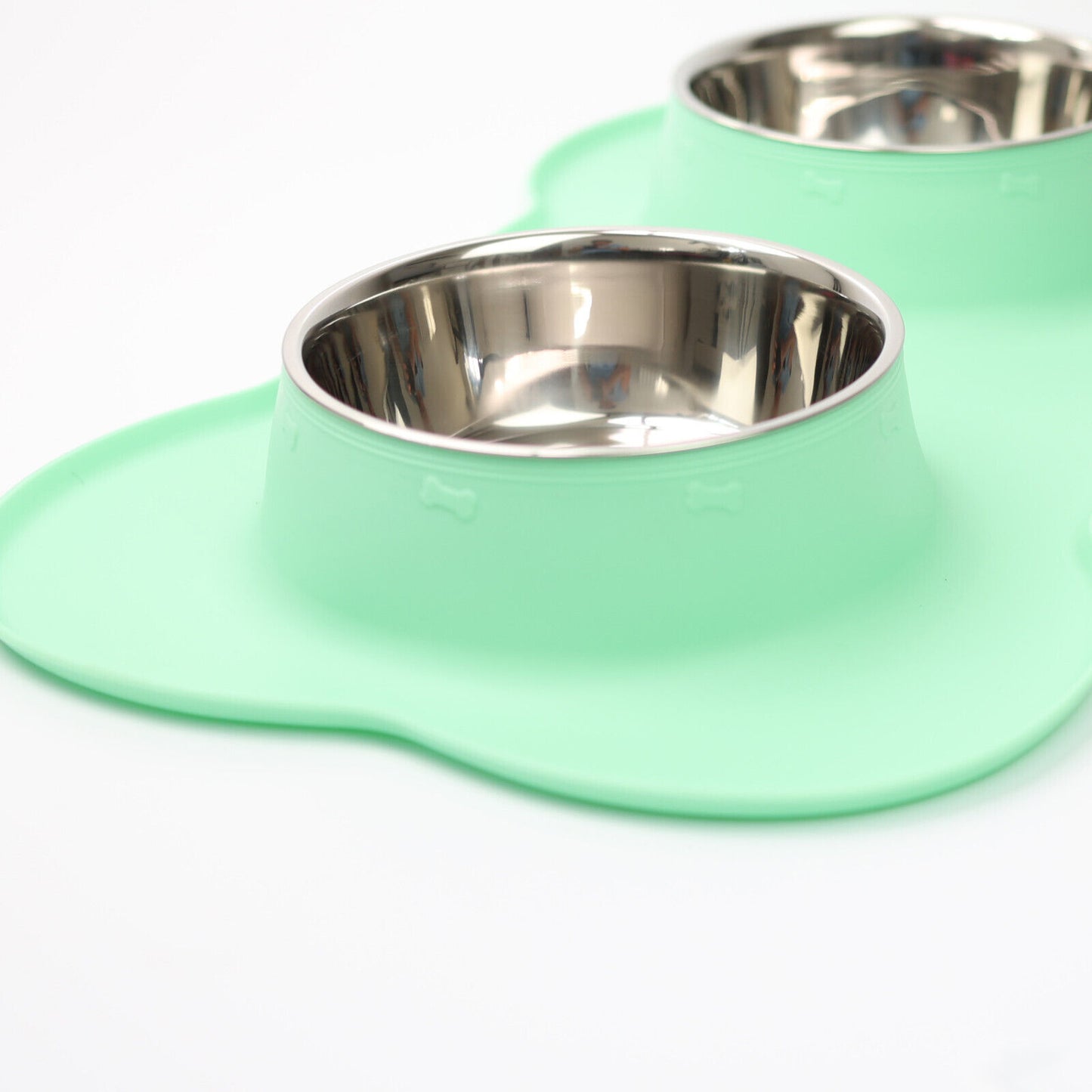 Double Stainless Steel Pet Bowl Set with Non-Slip Base for Food and Water