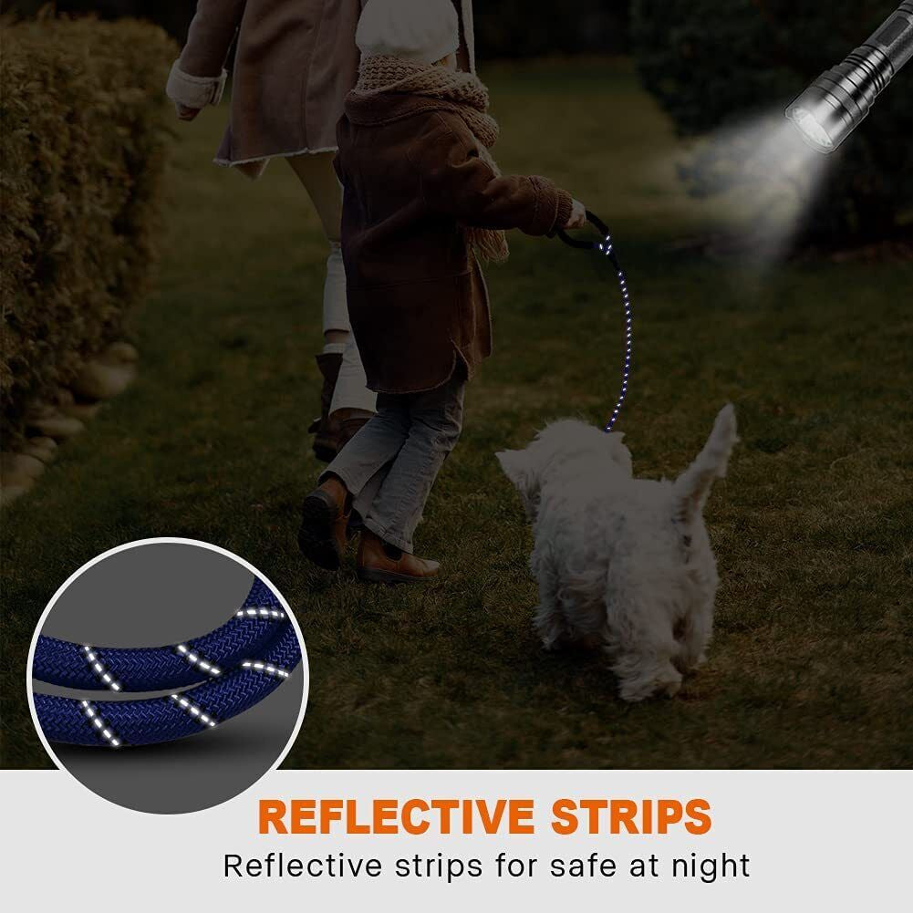 5FT Reflective Braided Rope Dog Leash for Medium to Large Breeds