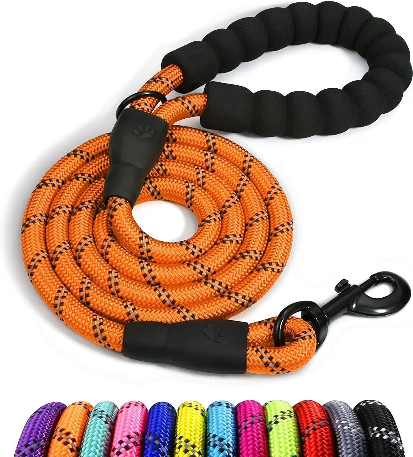 5FT Reflective Braided Rope Dog Leash for Medium to Large Breeds