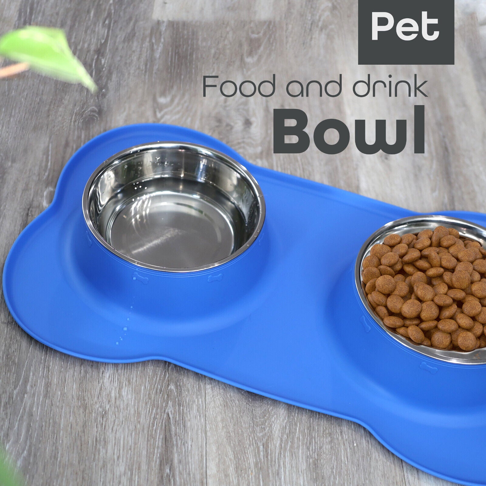 Double Stainless Steel Pet Bowl Set with Non-Slip Base for Food and Water