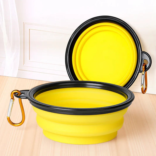 2-in-1 Foldable Dual Bowl Portable Feeding and Drinking Solution for Dogs and Cats - Ideal for Outdoor Travel
