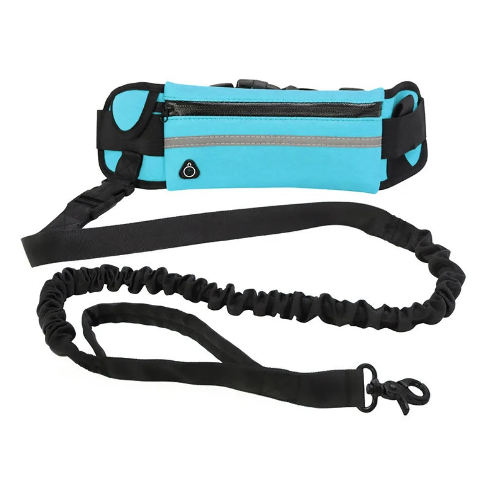 Adjustable Hands-Free Reflective Dog Leash with Detachable Waist Bag for Active Pet Owners