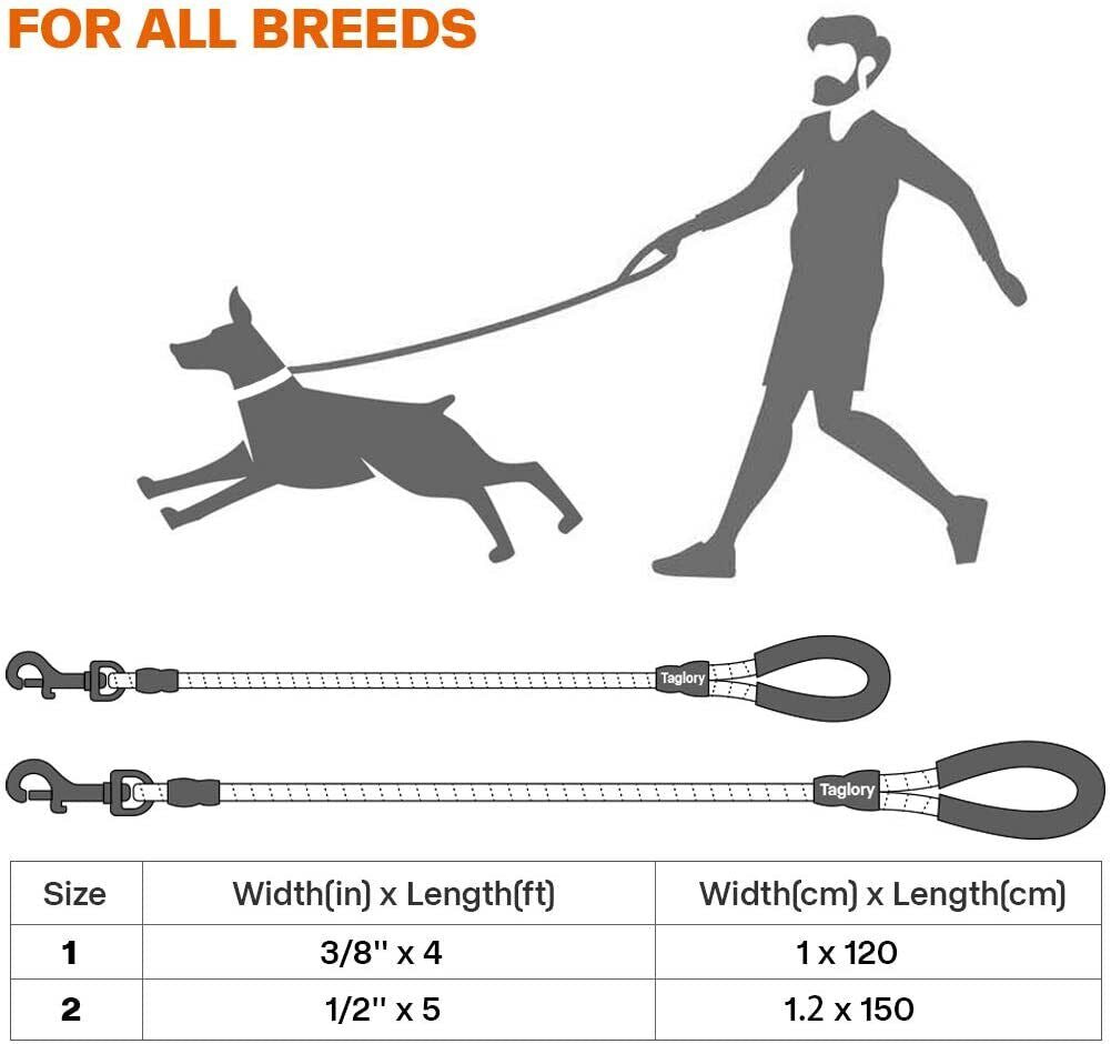 5FT Reflective Braided Rope Dog Leash for Medium to Large Breeds