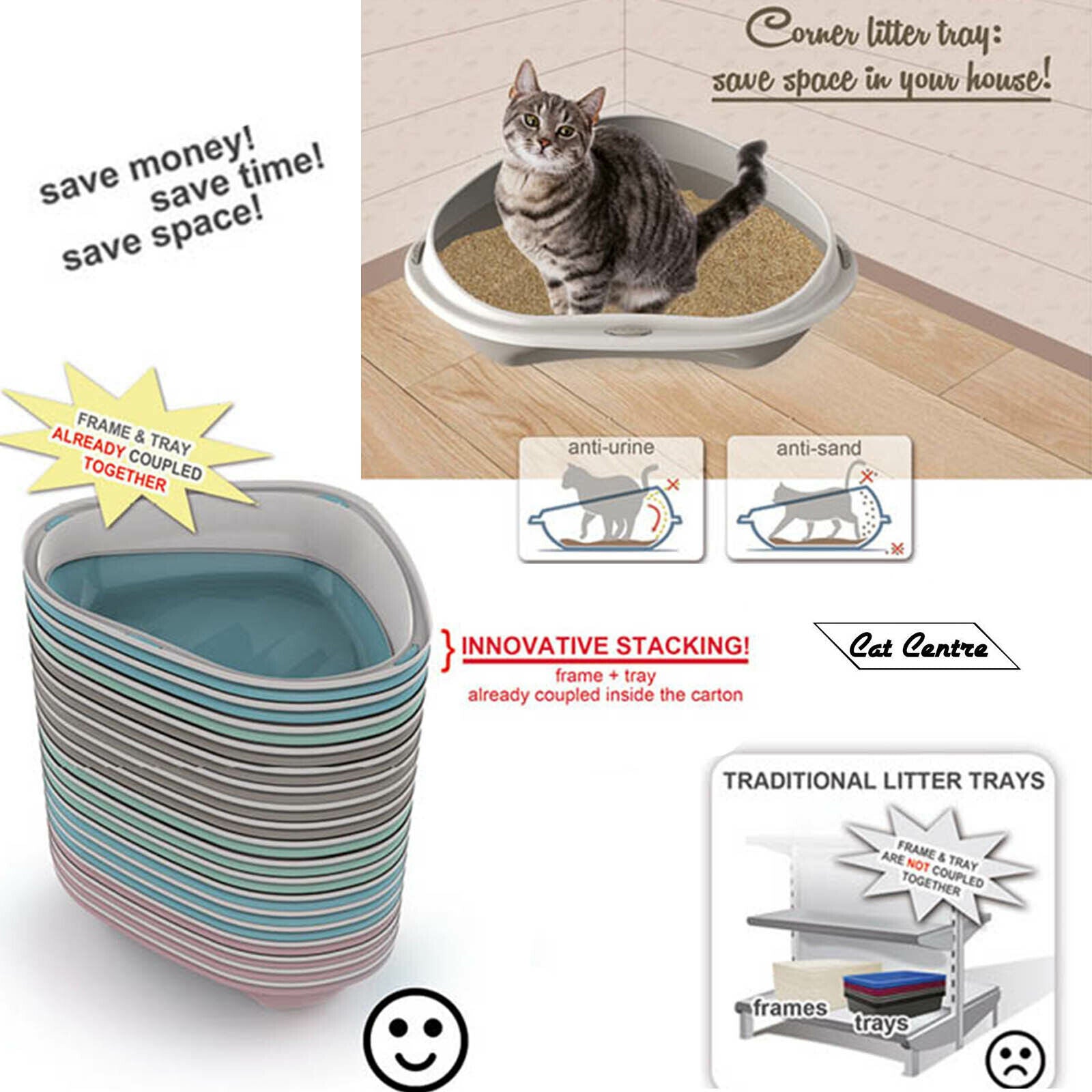 Cat Corner Litter Tray Large