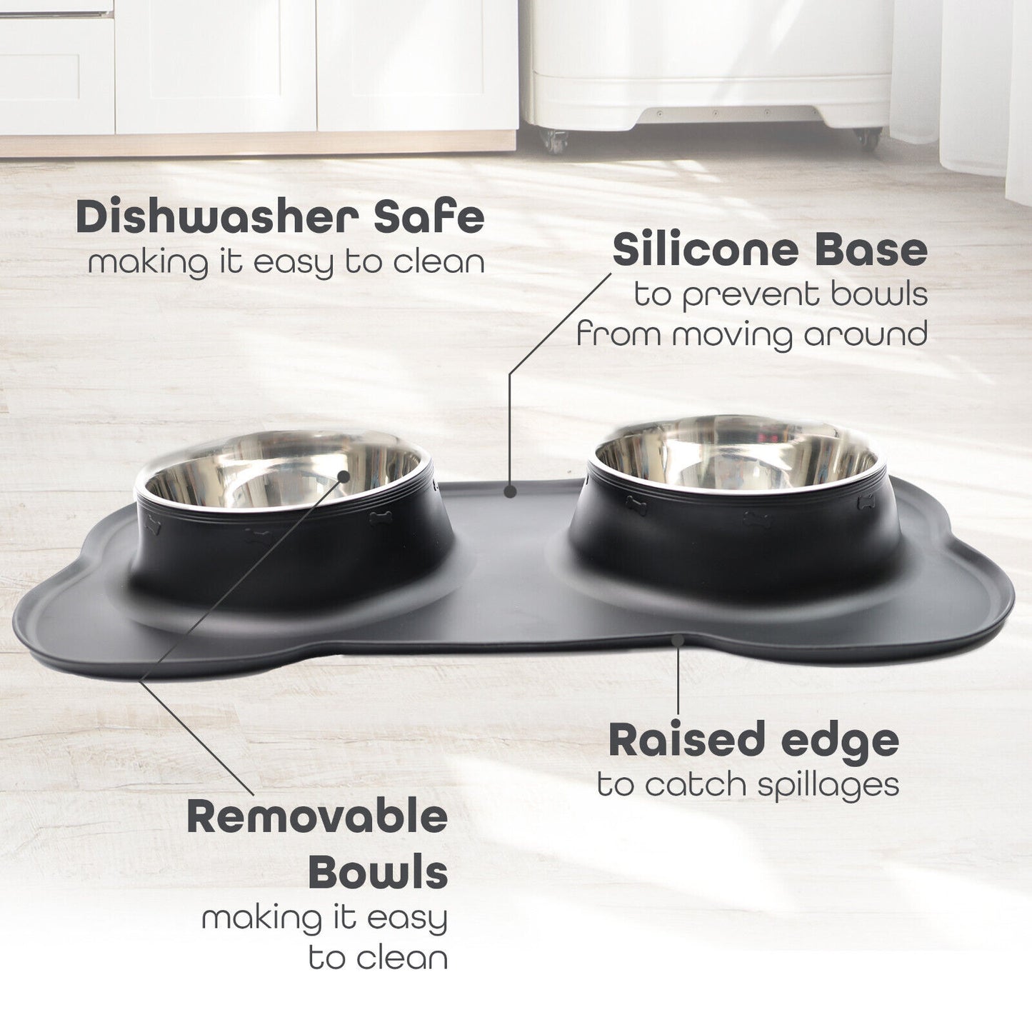 Double Stainless Steel Pet Bowl Set with Non-Slip Base for Food and Water