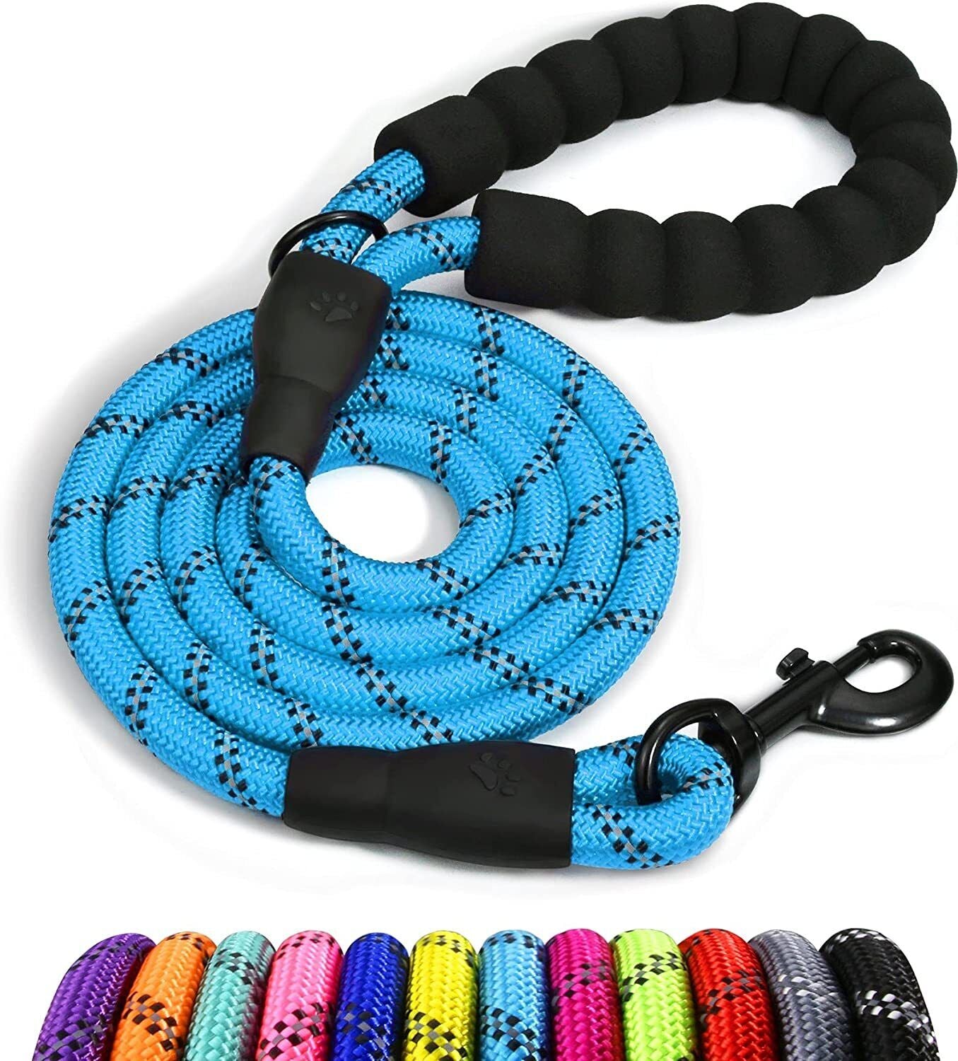 5FT Reflective Braided Rope Dog Leash for Medium to Large Breeds