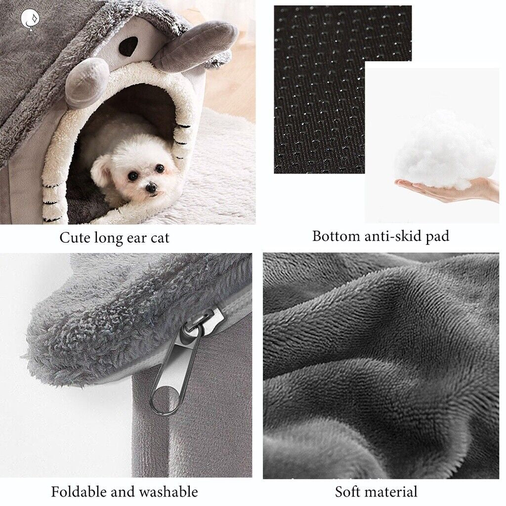 Cozy Washable Fleece Igloo Bed for Cats and Dogs - Pyramid Design