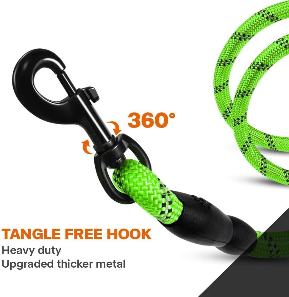 5FT Reflective Braided Rope Dog Leash for Medium to Large Breeds