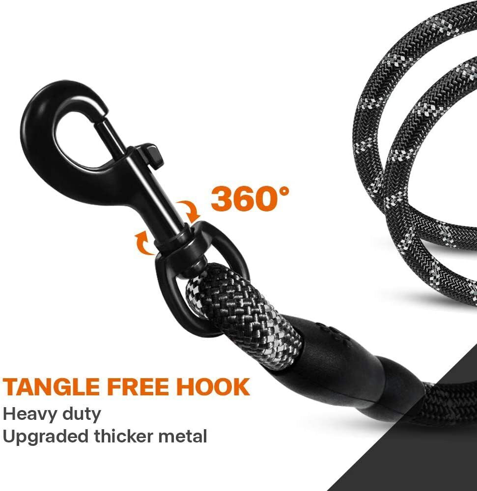 5FT Reflective Braided Rope Dog Leash for Medium to Large Breeds