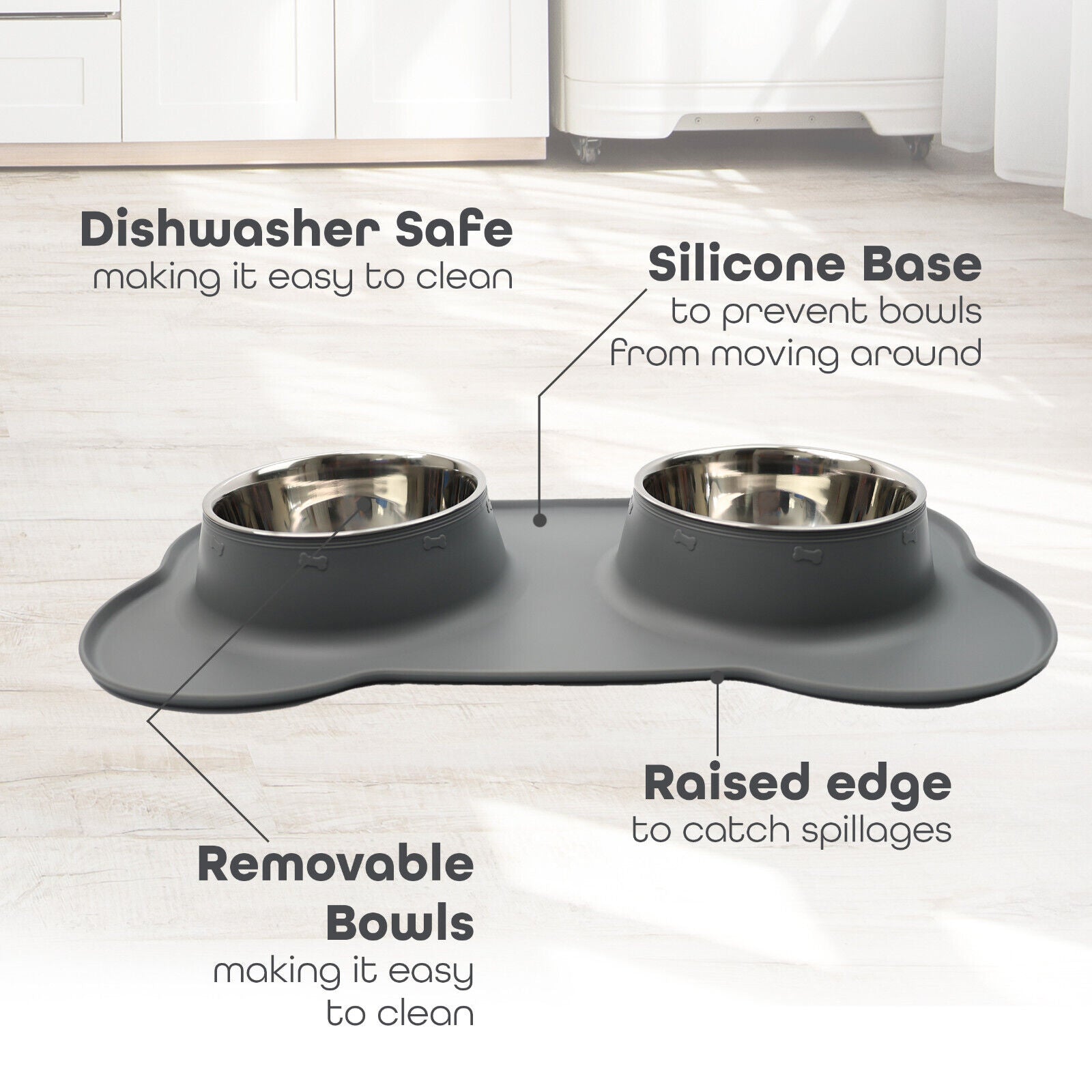 Double Stainless Steel Pet Bowl Set with Non-Slip Base for Food and Water