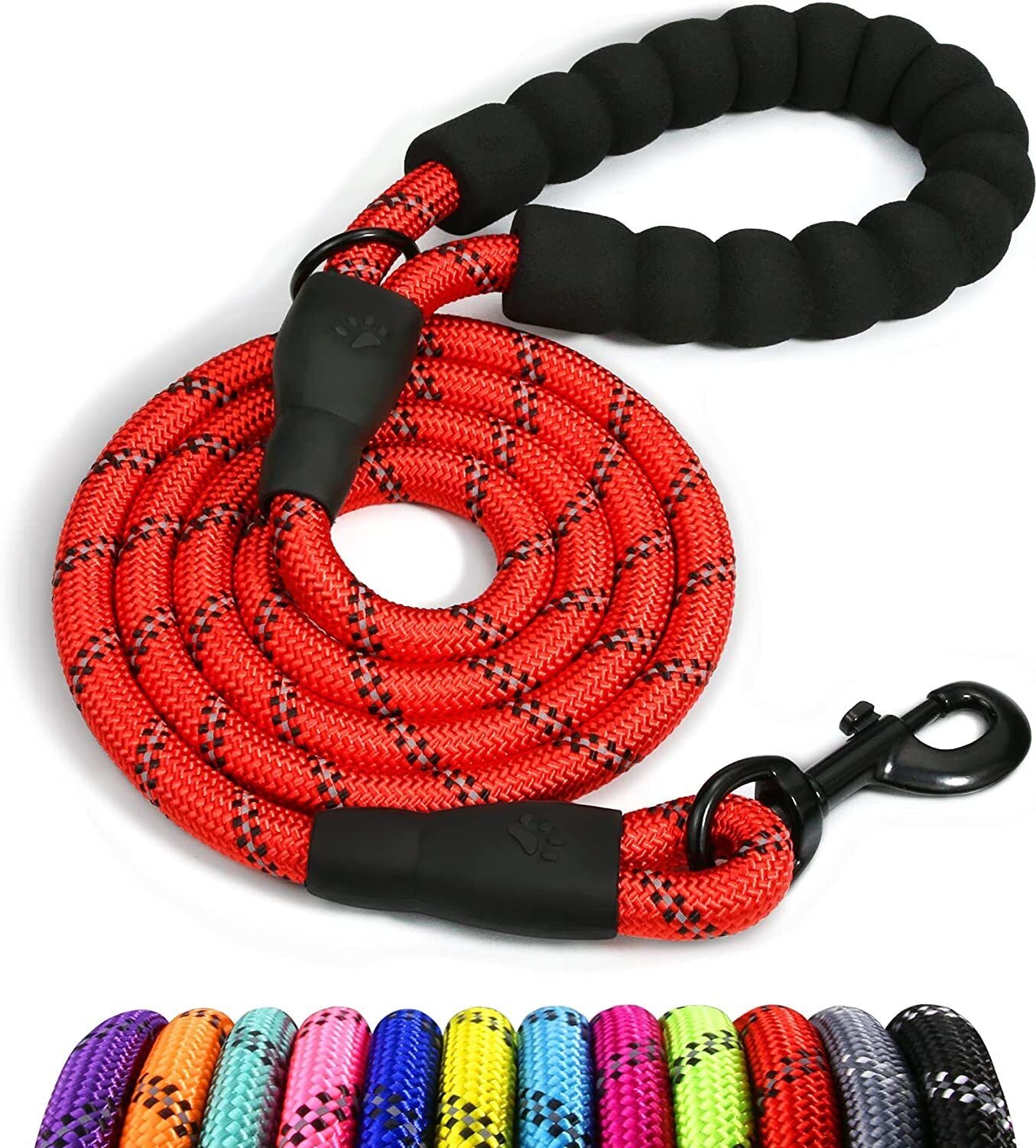 5FT Reflective Braided Rope Dog Leash for Medium to Large Breeds