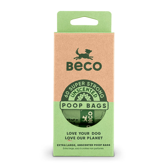 Beco Unscented Degradable Dog Waste Bags - Strong, Large, Leak-Proof Design