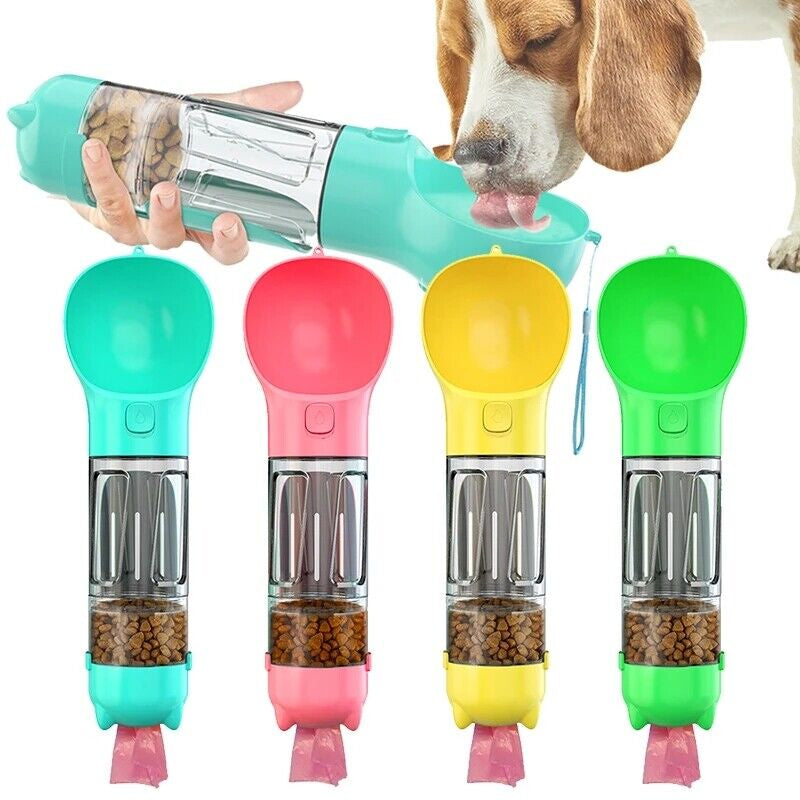 Portable Travel Water Dispenser for Dogs with Integrated Waste Bag Holder