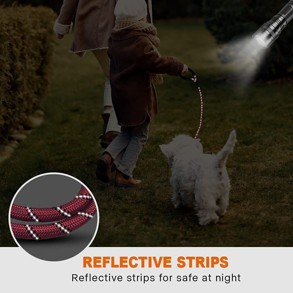 5FT Reflective Braided Rope Dog Leash for Medium to Large Breeds