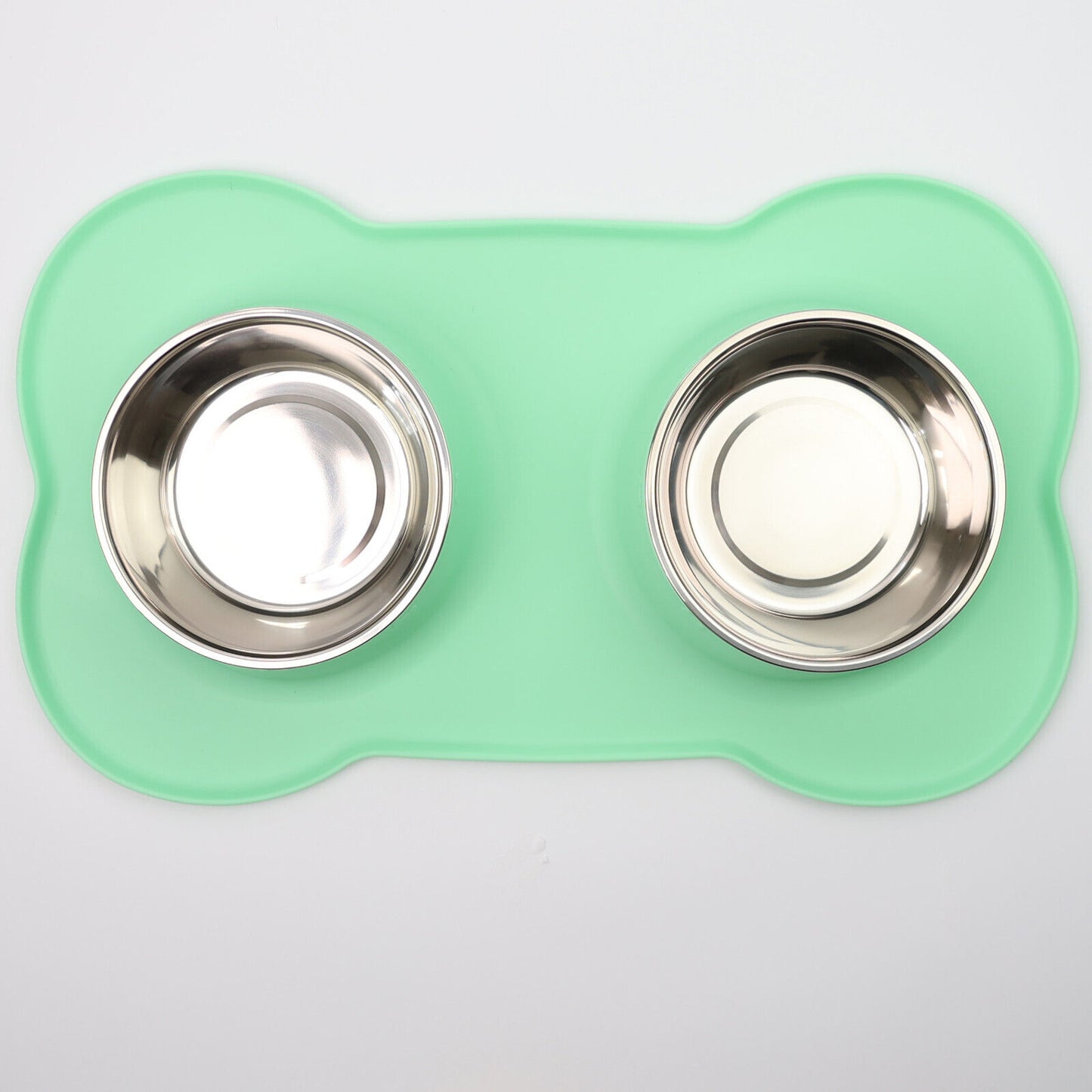 Double Stainless Steel Pet Bowl Set with Non-Slip Base for Food and Water