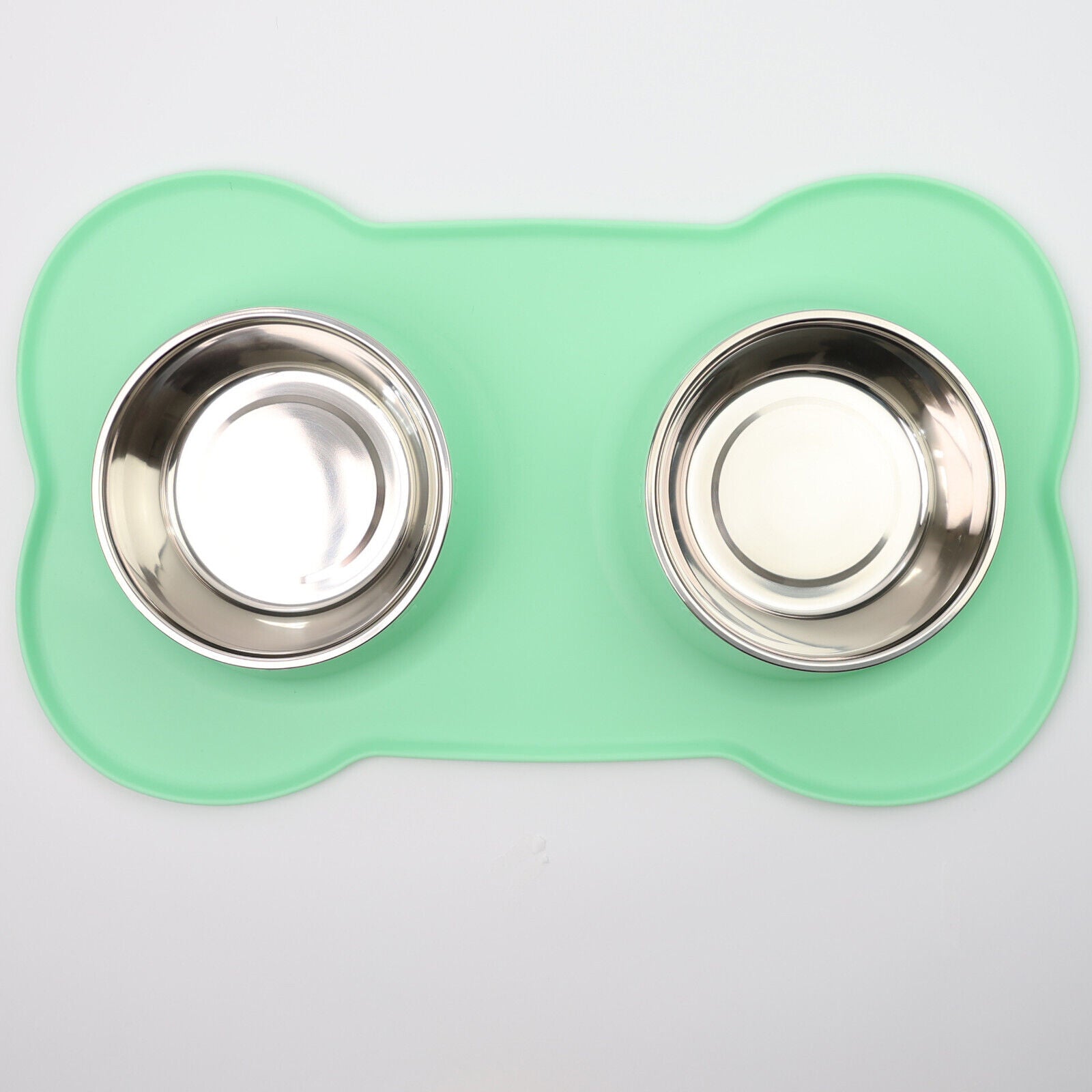 Double Stainless Steel Pet Bowl Set with Non-Slip Base for Food and Water
