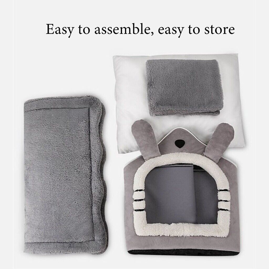 Cozy Washable Fleece Igloo Bed for Cats and Dogs - Pyramid Design