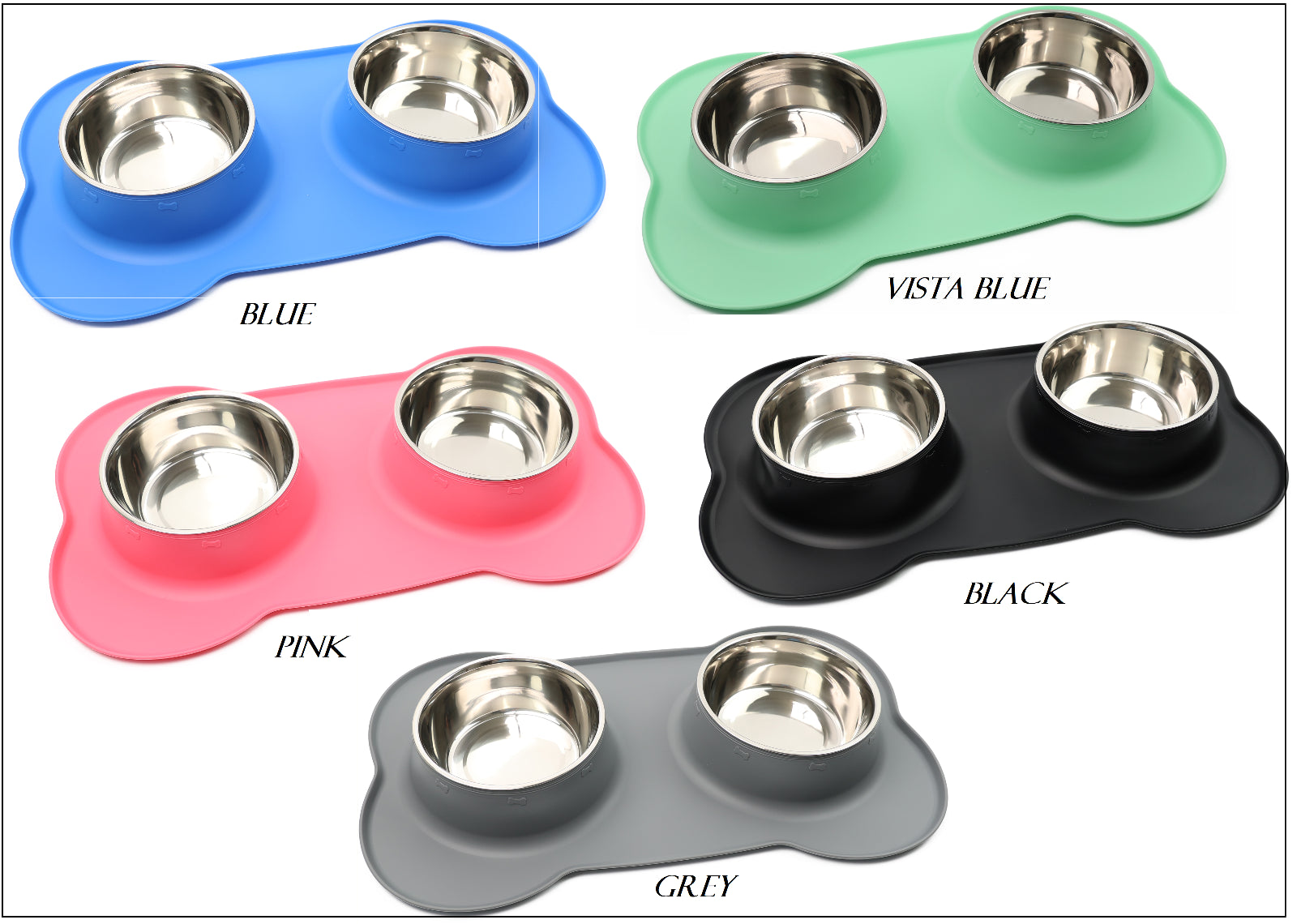 Double Stainless Steel Pet Bowl Set with Non-Slip Base for Food and Water