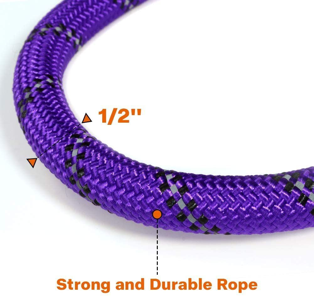 5FT Reflective Braided Rope Dog Leash for Medium to Large Breeds