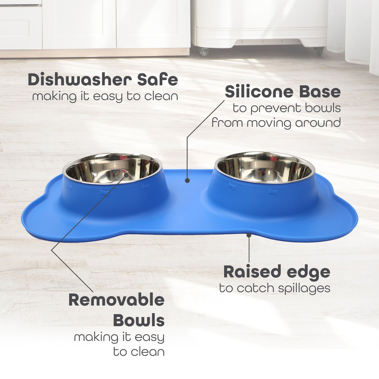 Double Stainless Steel Pet Bowl Set with Non-Slip Base for Food and Water