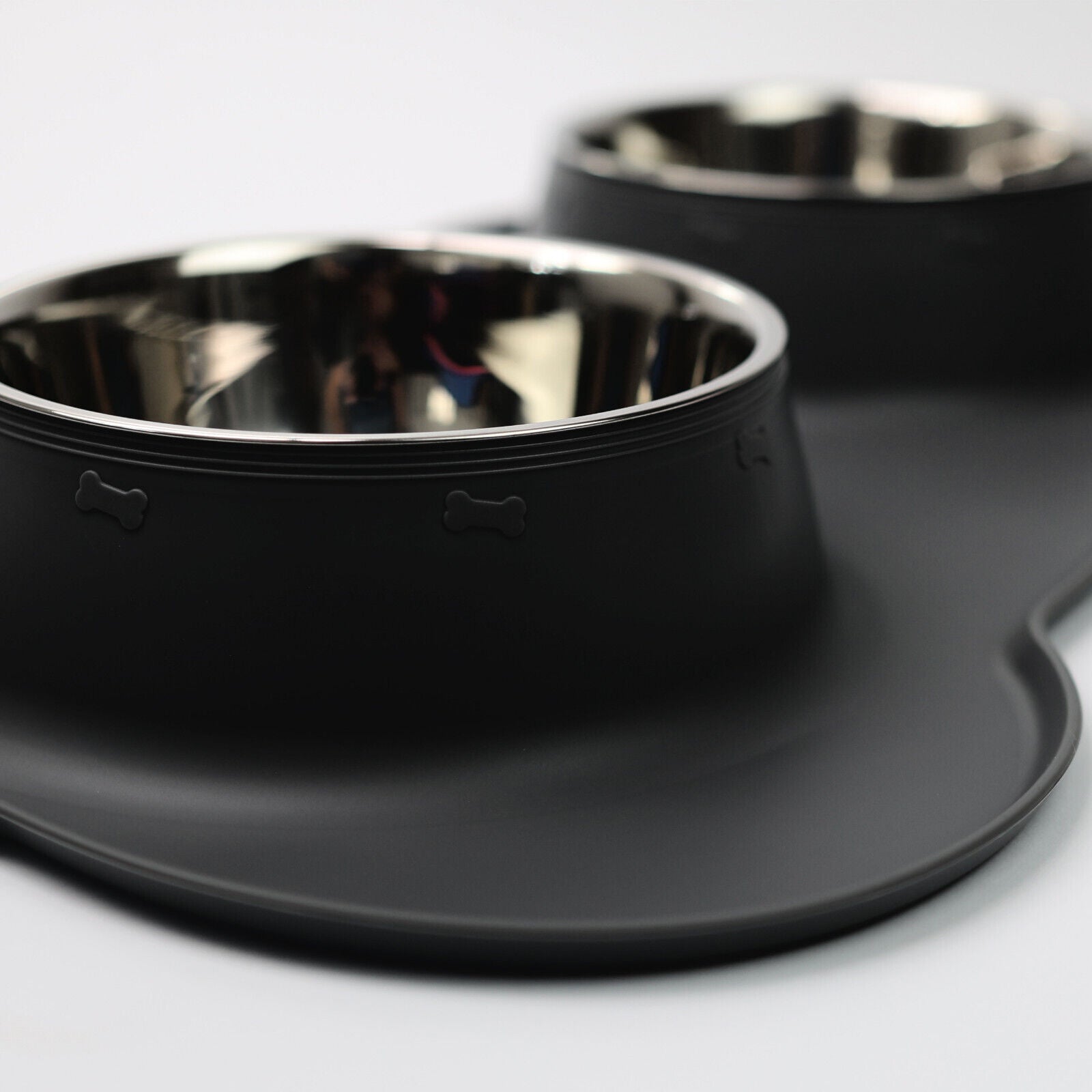 Double Stainless Steel Pet Bowl Set with Non-Slip Base for Food and Water