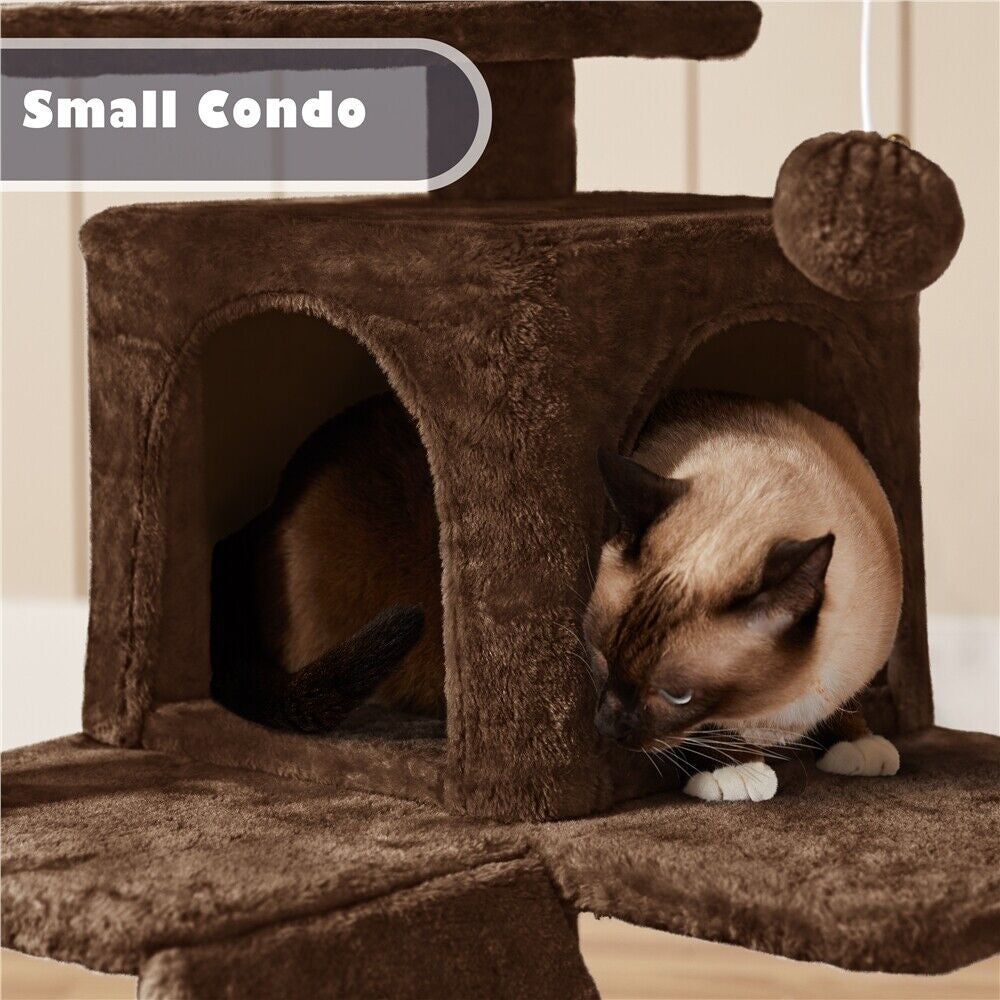 Cat Tree Tower Condo with Scratching Posts and Ladder for Cats and Kittens